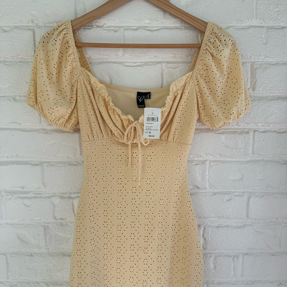 Windsor Light Yellow Eyelet Dress - Picture 2 of 9
